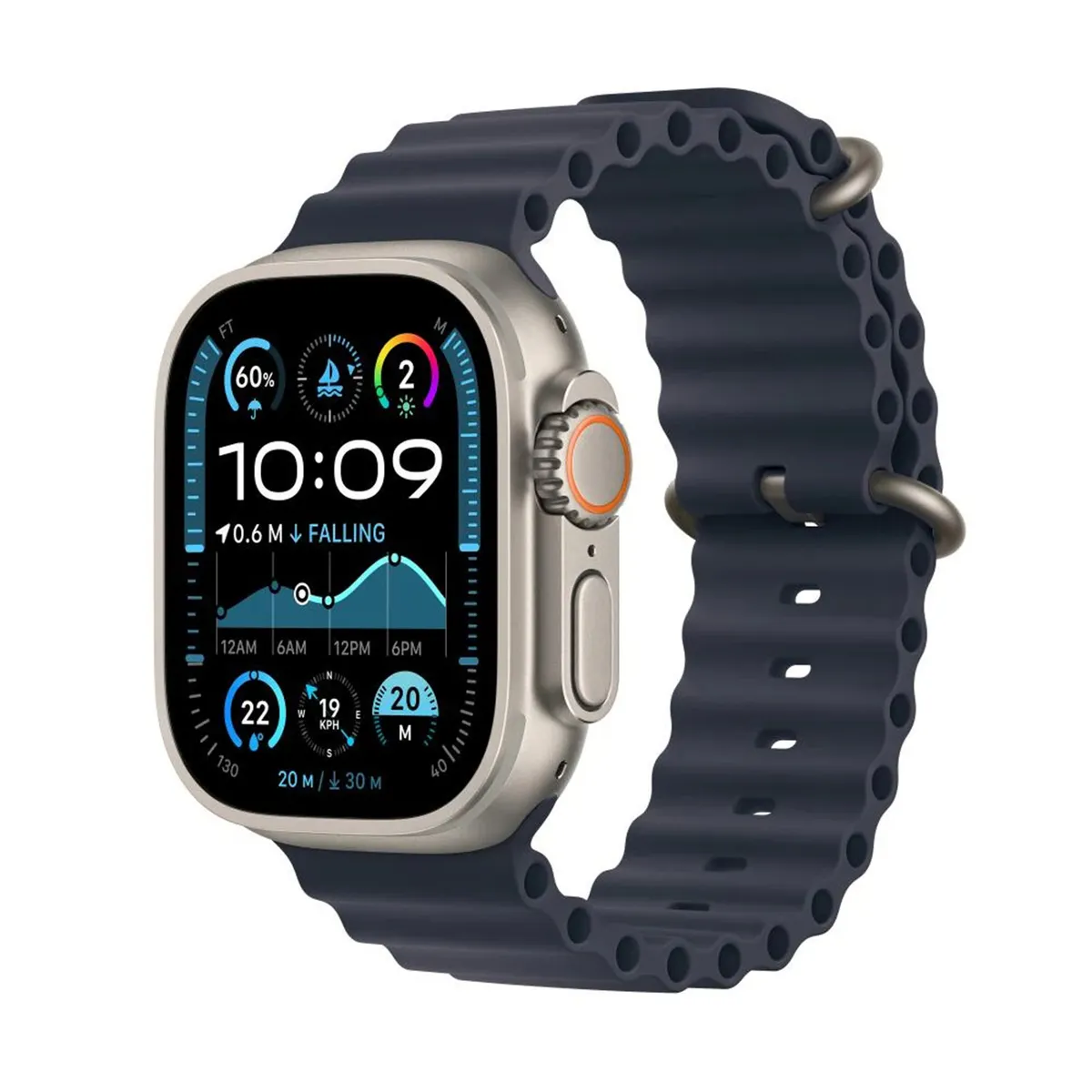 Apple Watch Series 10 GPS + CELLULAR 49MM ( Natural Titanium Case, Navy Ocean Band)