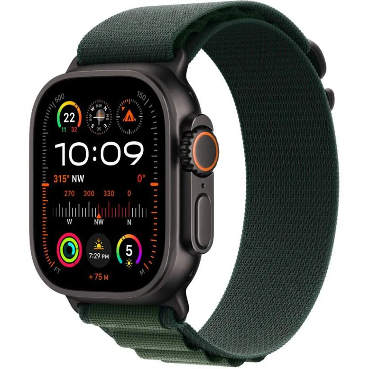 Apple Watch Series 10 GPS + CELLULAR 49MM ( Black Titanium Case, Dark Green Alpine Loop-Medium)