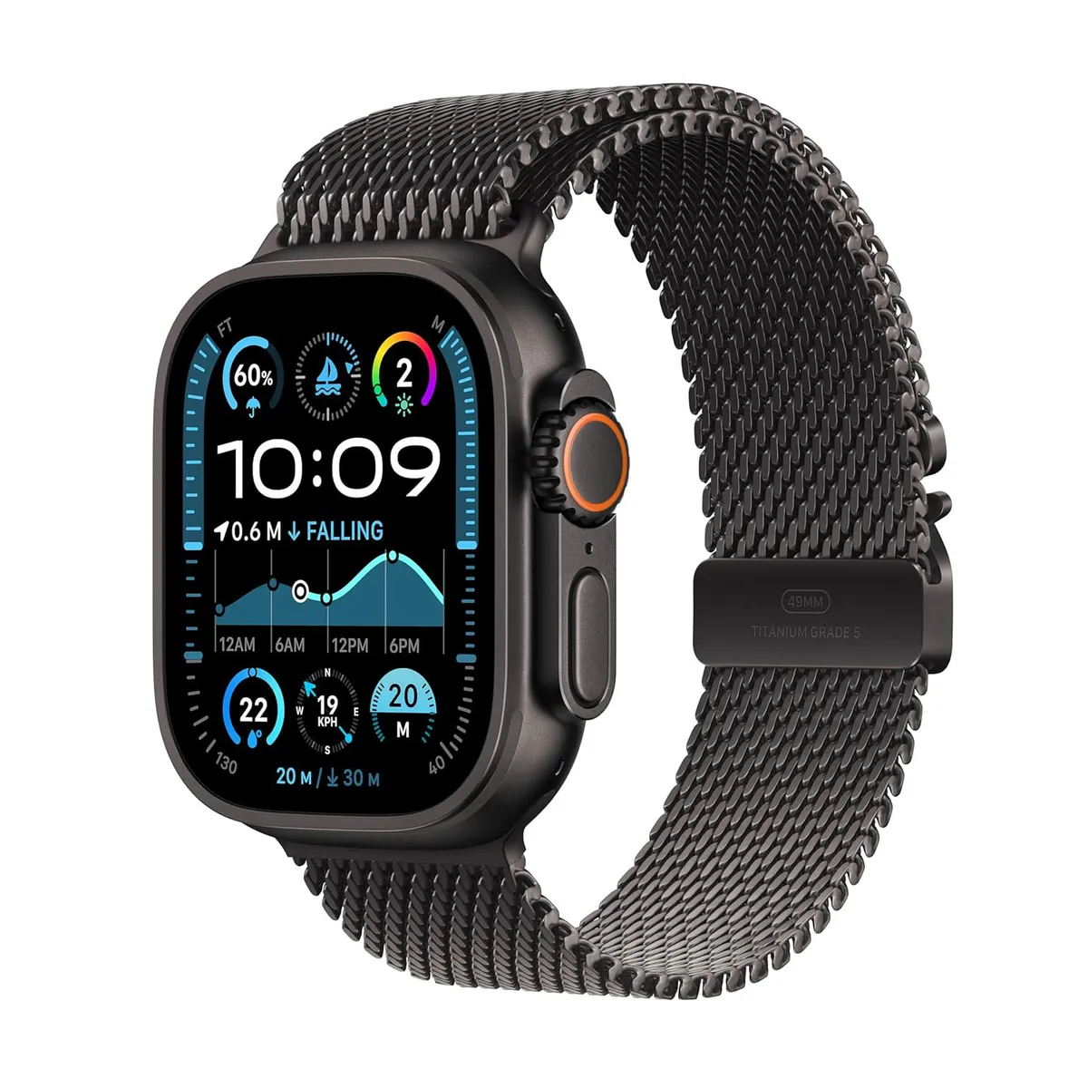 Apple Watch Series 10 GPS + CELLULAR 49MM ( Black Titanium Case, Black Titanium Milanese Loop-L)