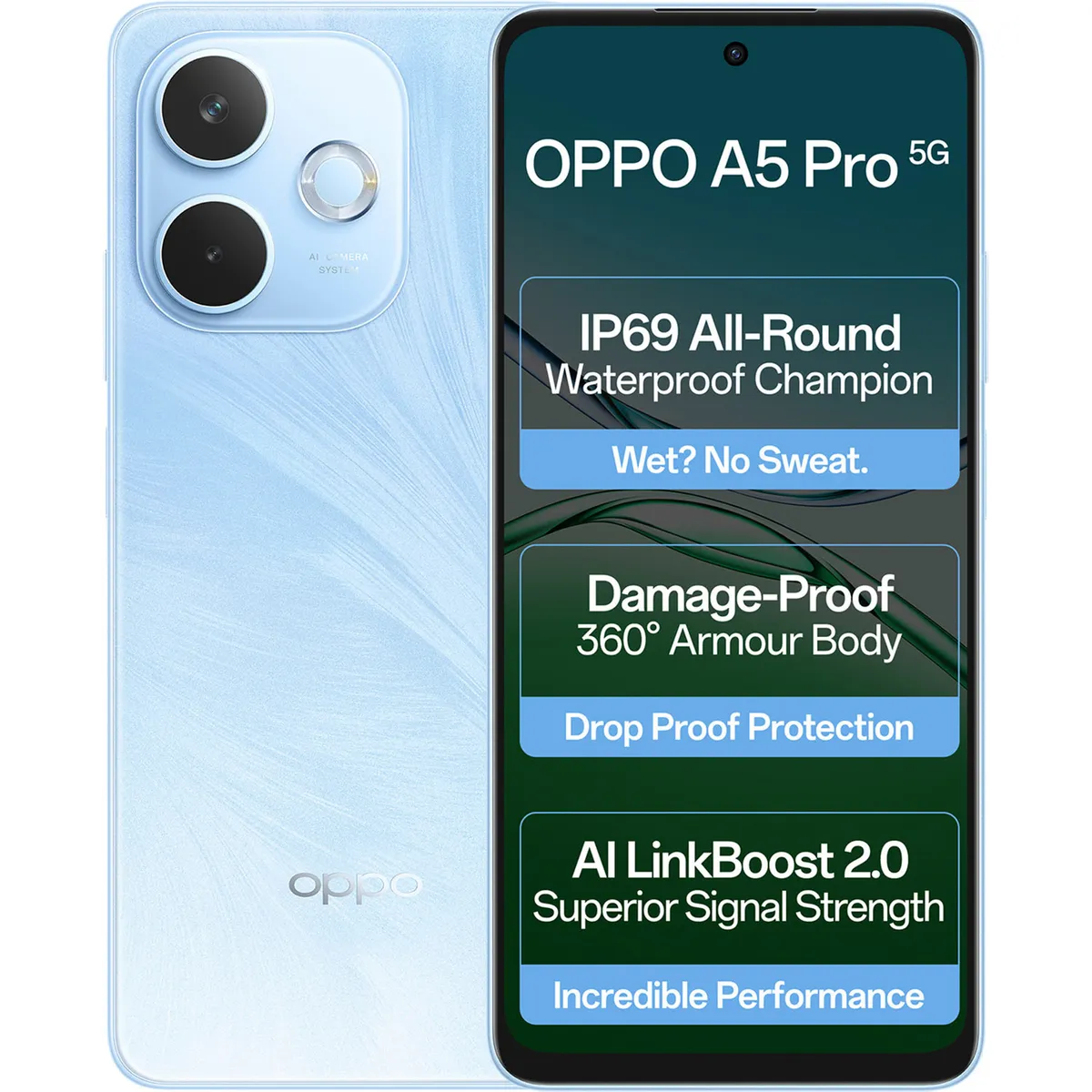 OPPO A5 Pro  (Feather Blue, 8 GB + 256 GB)
