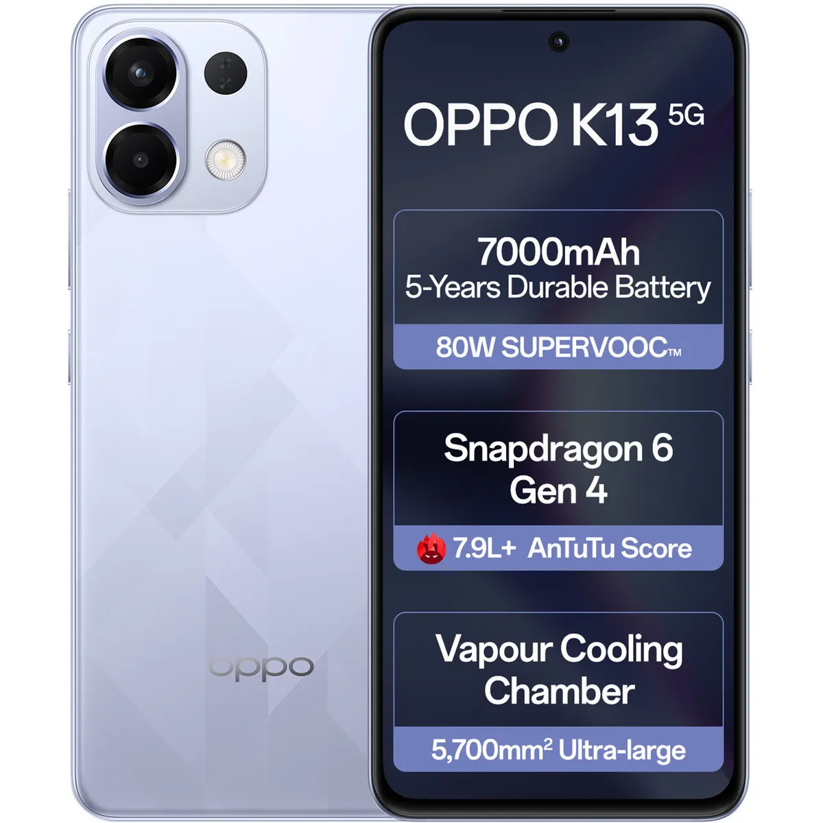 OPPO K13 5G (Icy Purple, 8 GB + 256 GB)