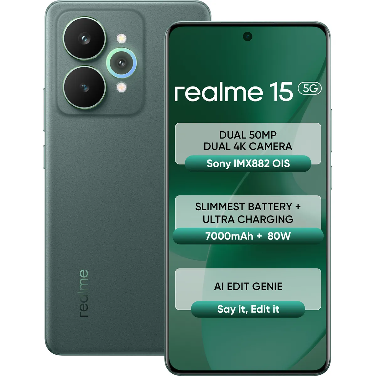 Realme 15 5G (Velvet Green, 8GB + 256GB)