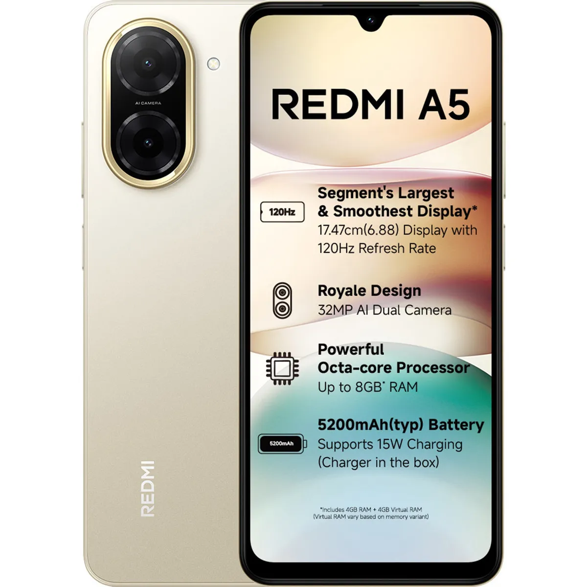 Redmi A5 (3GB + 64GB, Jaisalmer Gold)